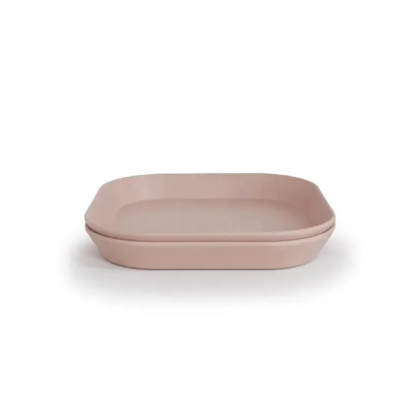 Mushie - Square Dinnerware Baby Plates- Set Of 2 - Blush - Image 5