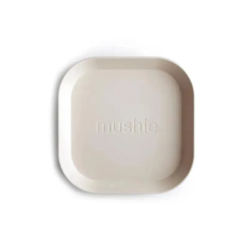 Mushie - Square Dinnerware Baby Plates- Set Of 2 - Ivory