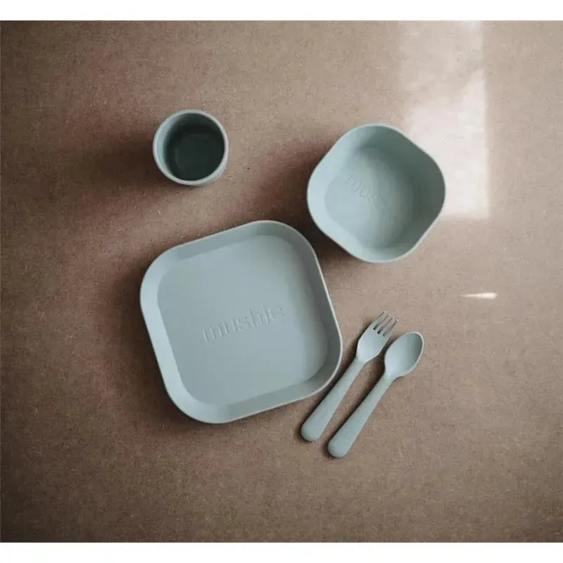 Mushie - Square Dinnerware Baby Plates- Set Of 2 - Sage - Image 2