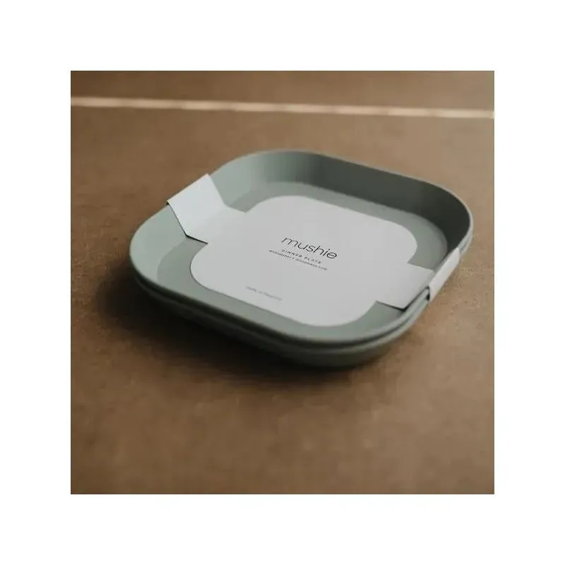 Mushie - Square Dinnerware Baby Plates- Set Of 2 - Sage - Image 3