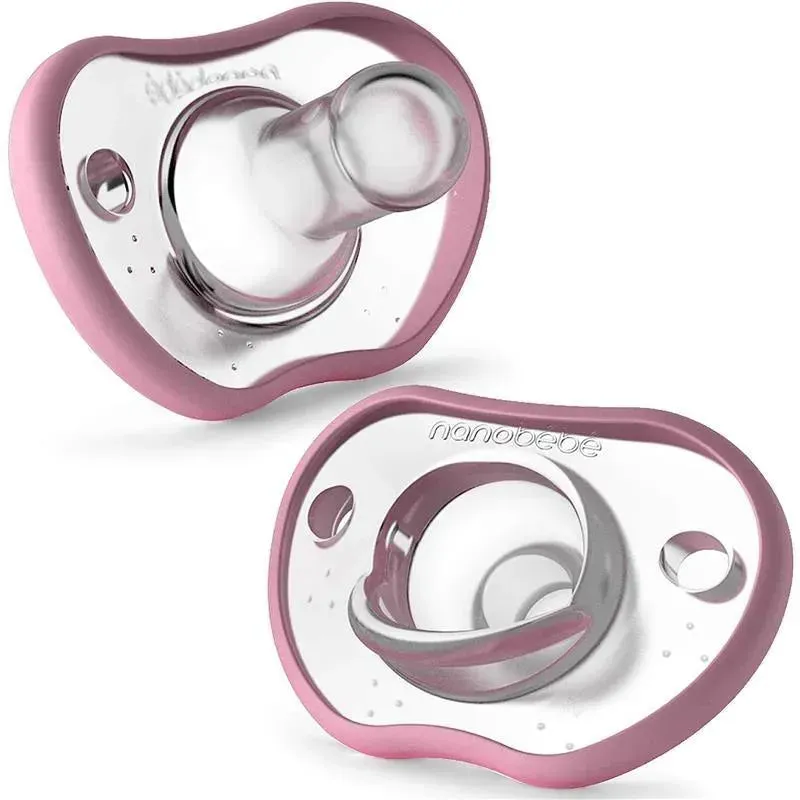 NanoBebe 2-Pack Flexy Pacifiers, Pink