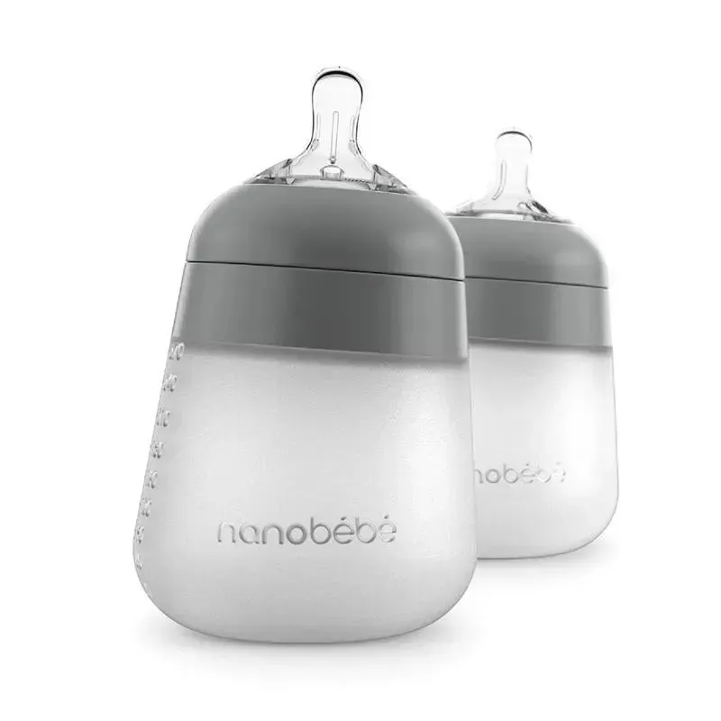 Nanobebe - 2Pk Silicone Baby Bottle, Gray, 9Oz - Image 10