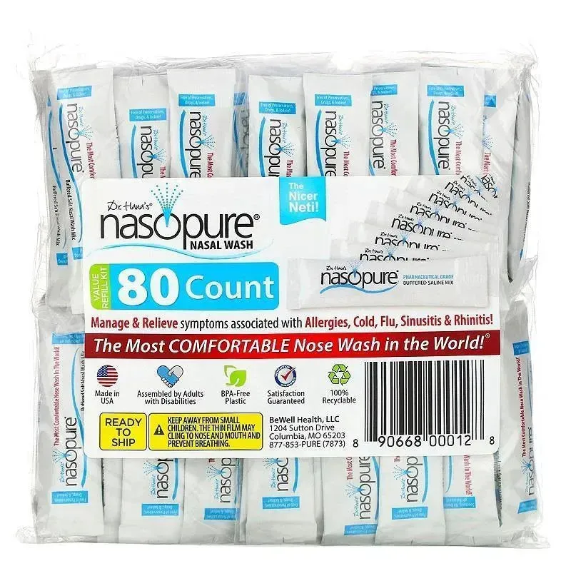 Nasopure Bottle Nasal Wash System Refill Kit 80Ct
