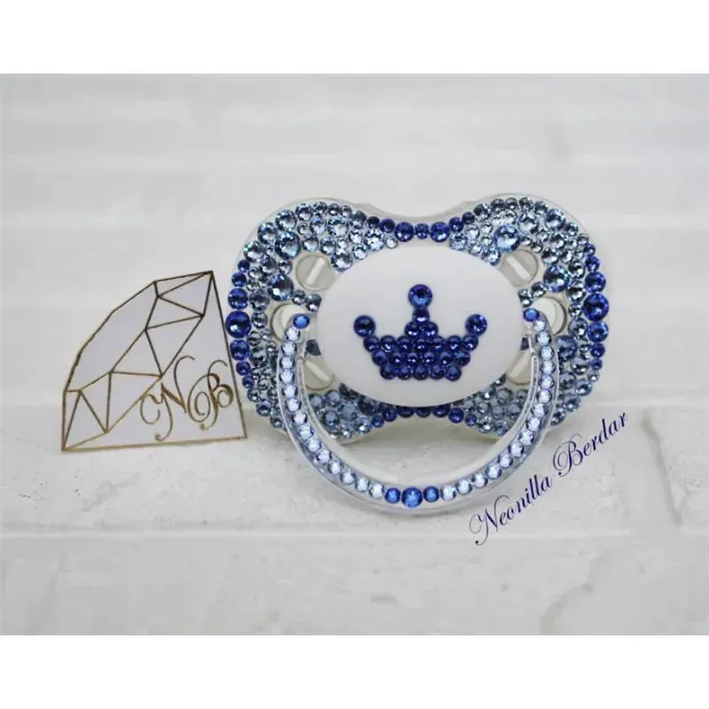 Neonilla Crystal Pacifier With Elite Crown Blue Bling Dummy