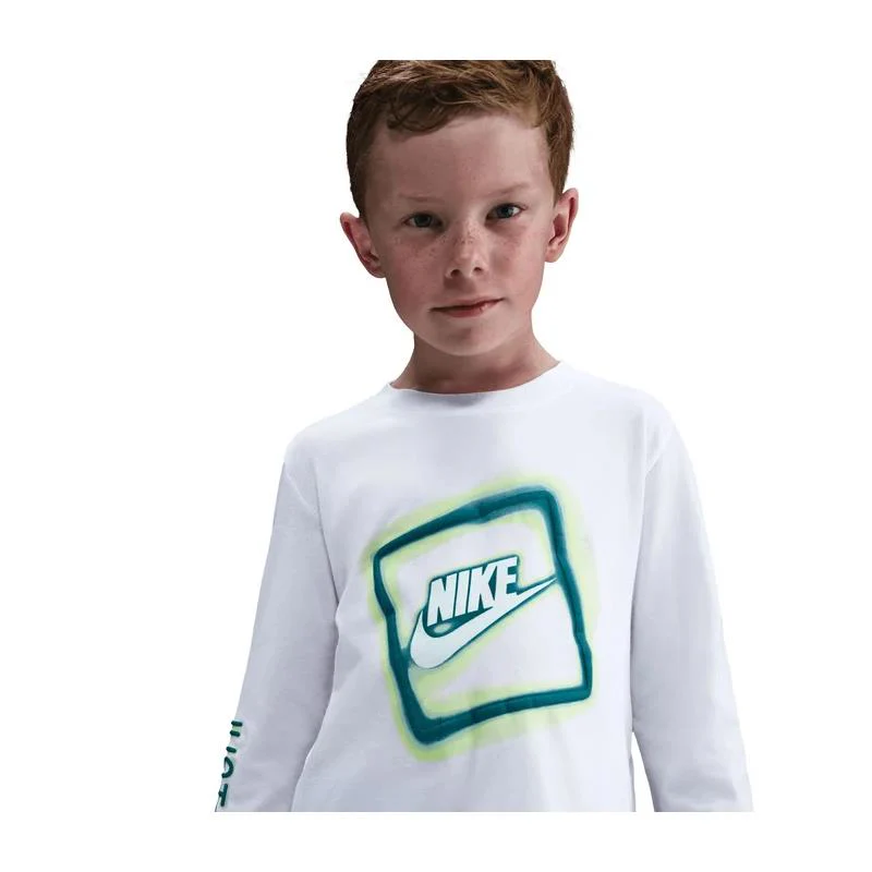 Nike Kids Long Sleeve T-Shirt, White Neon - Image 2