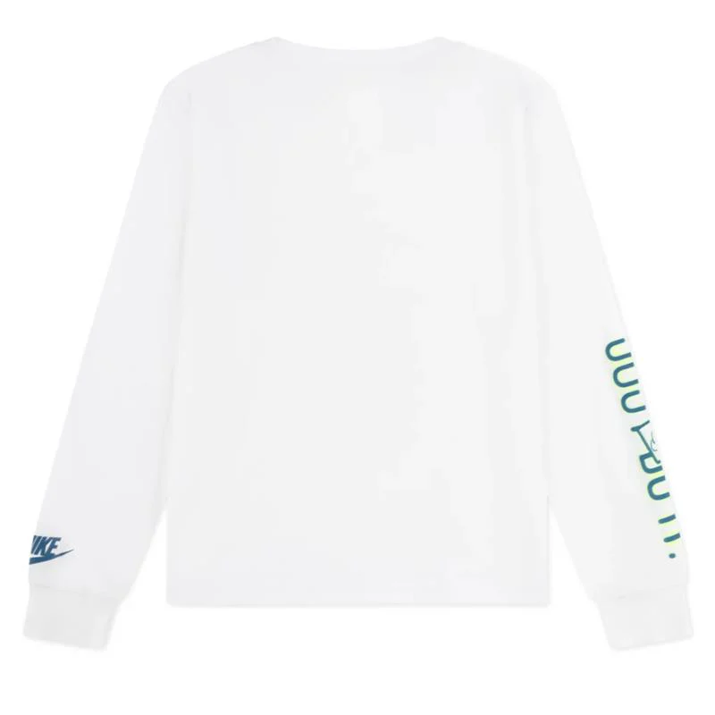 Nike Kids Long Sleeve T-Shirt, White Neon - Image 3