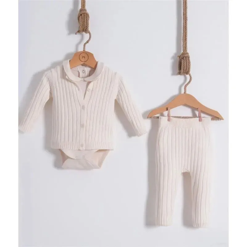Nipperland - Knitted Outfit Cream/White Contemporary