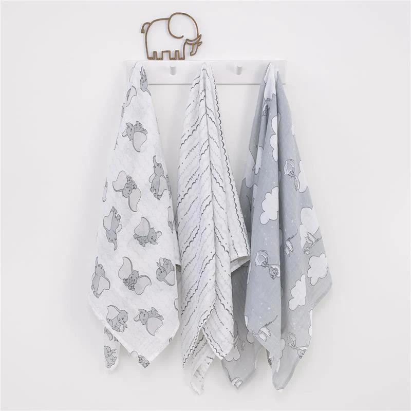 Nojo - Dumbo 3 Pk Printed Muslin Swaddles - Image 2