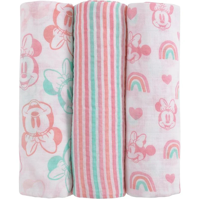 Nojo - Minnie 3 Pk Printed Muslin Swaddles