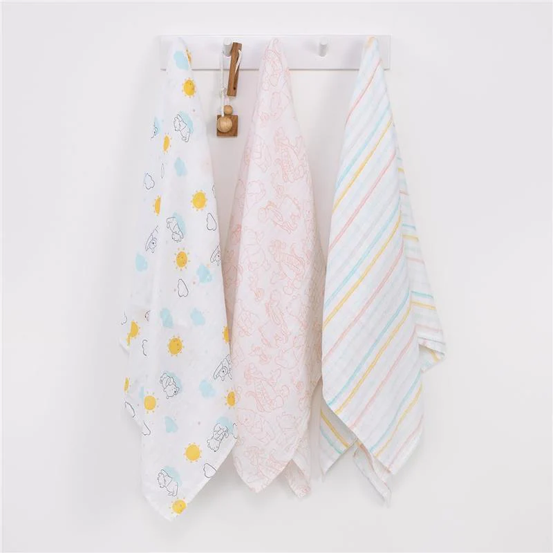 Nojo - Pooh 3 Pk Printed Muslin Swaddles - Image 3