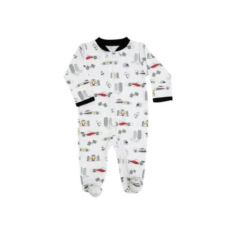 Noomie - Baby Boy Zipper Footie Race Cars