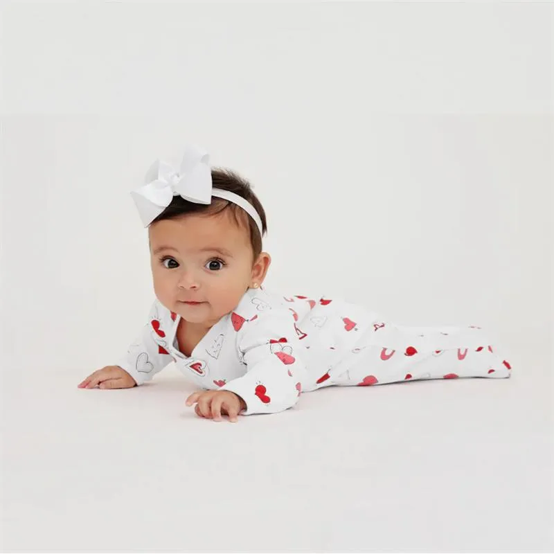 Noomie - Baby Cotton Zipper Footie Valentine Hearts