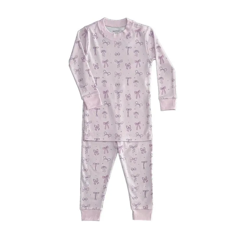 Noomie - Baby Girl Bows Long Sleeve Pajama Set - Image 2