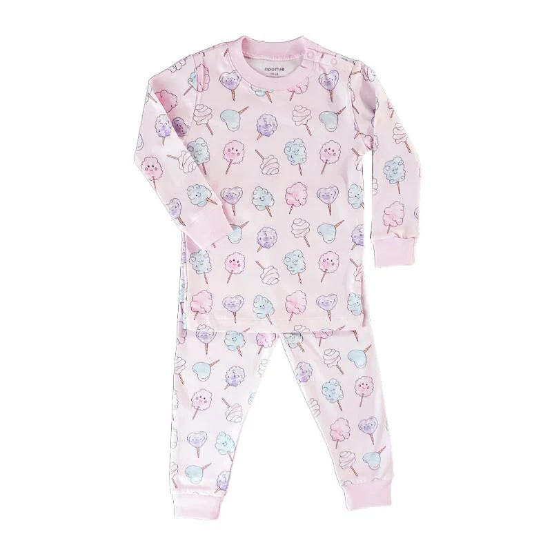 Noomie - Baby Girl Cotton Candy Long Sleeve Pajama Set - Image 2