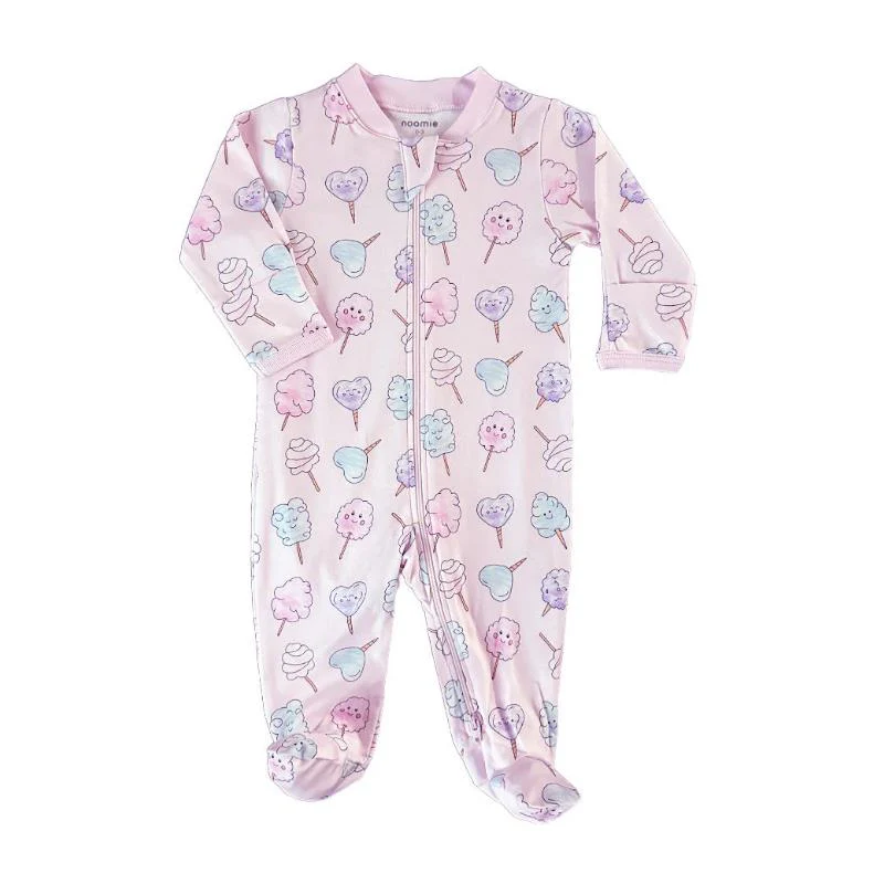 Noomie - Baby Girl Cotton Candy Zipper Footie - Image 2
