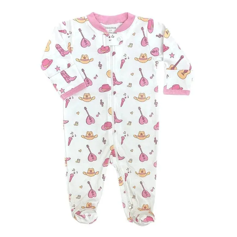 Noomie - Baby Girl Country Music Zipper Footie