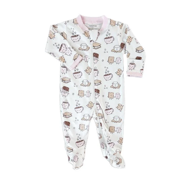 Noomie - Baby Girl Zipper Footie Smores Pink
