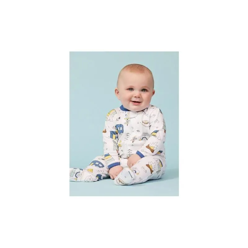 Noomie - Baby Zipper Footie Blue Camping - Image 2