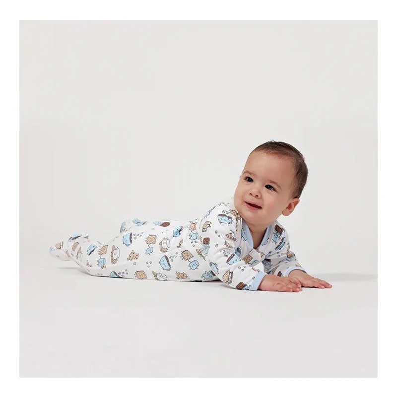 Noomie - Smores Blue Zipper Footie