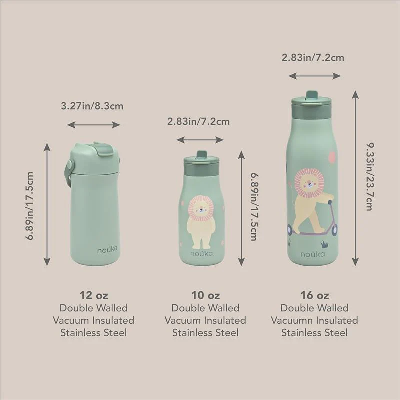 Nouka 10 oz Insulated Stainless Steel Kids Water Bottle, Roary the Lion - Image 4