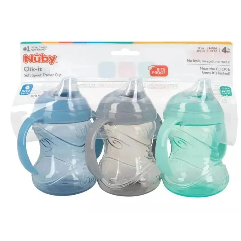 Nuby - 3Pk Neutral Clik-It Handle Cup, 8Oz - Image 2