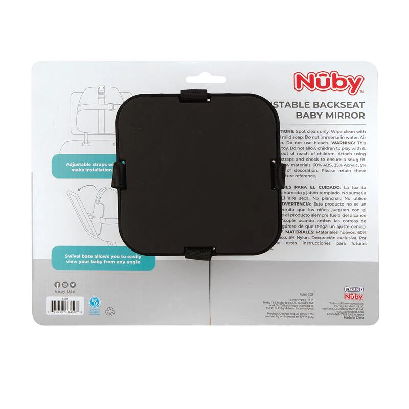 Nuby - Adjustable Backseat Baby Mirror with Swivel Base for Easy Viewing - Image 6