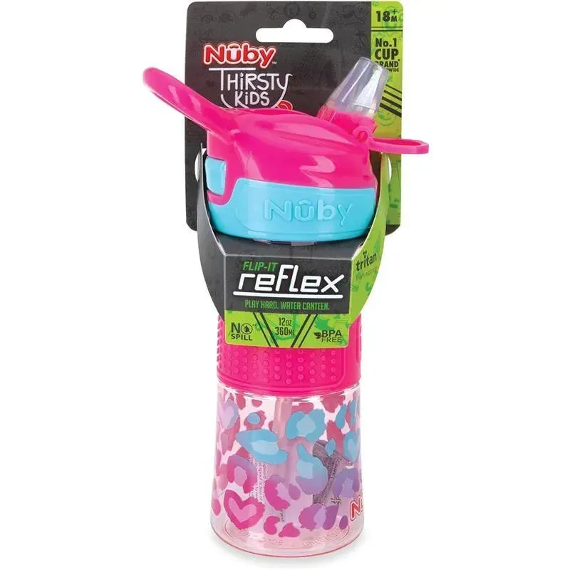 Nuby - Flip-It Reflex Bottle, Pink Leopard - Image 4