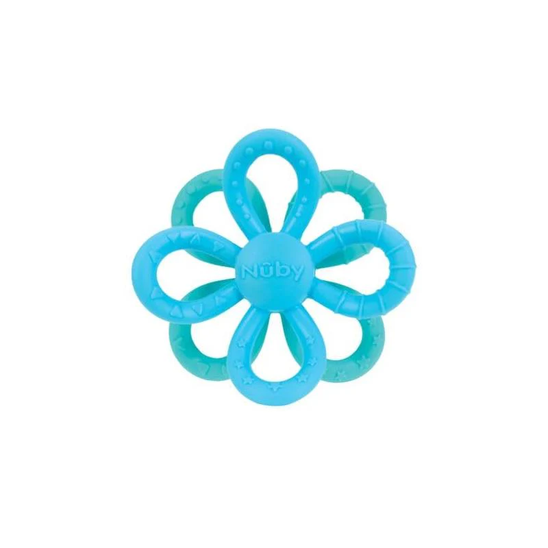 Nuby - Fun Loops Teether Flower Shaped Infant Teething Toy for Babies, Blue & Aqua
