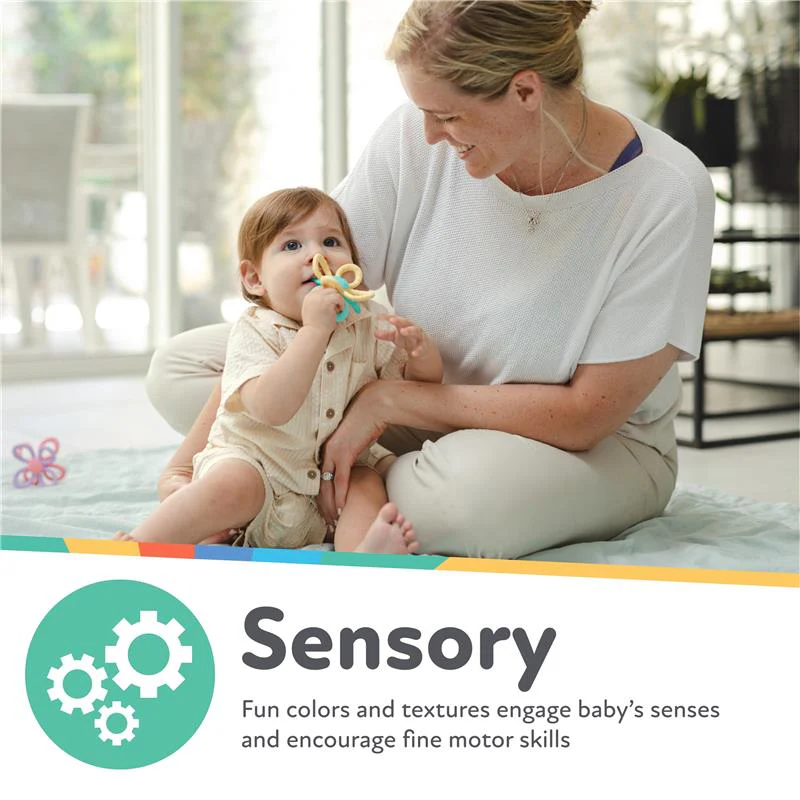Nuby - Fun Loops Teether Flower Shaped Infant Teething Toy for Babies, Blue & Aqua - Image 4