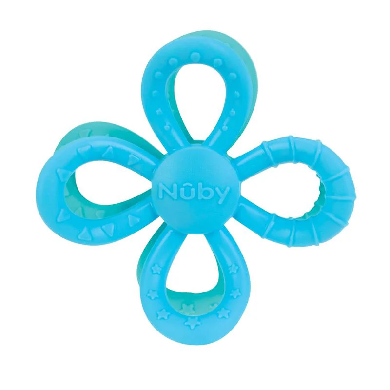 Nuby - Fun Loops Teether Flower Shaped Infant Teething Toy for Babies, Blue & Aqua - Image 6