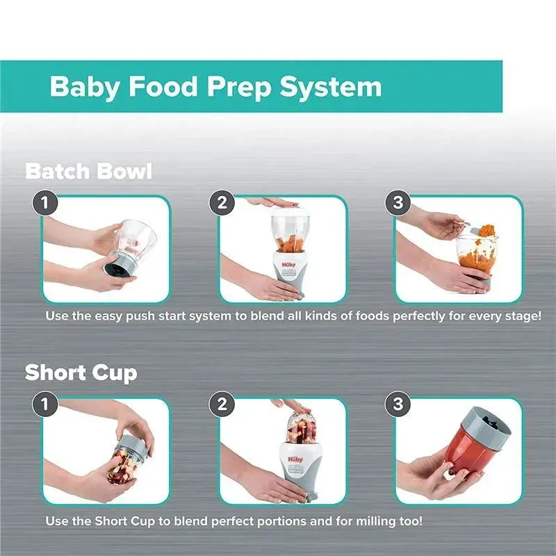 Nuby Garden Fresh Mighty Blender, Baby Food Maker - Cool Gray - Image 3