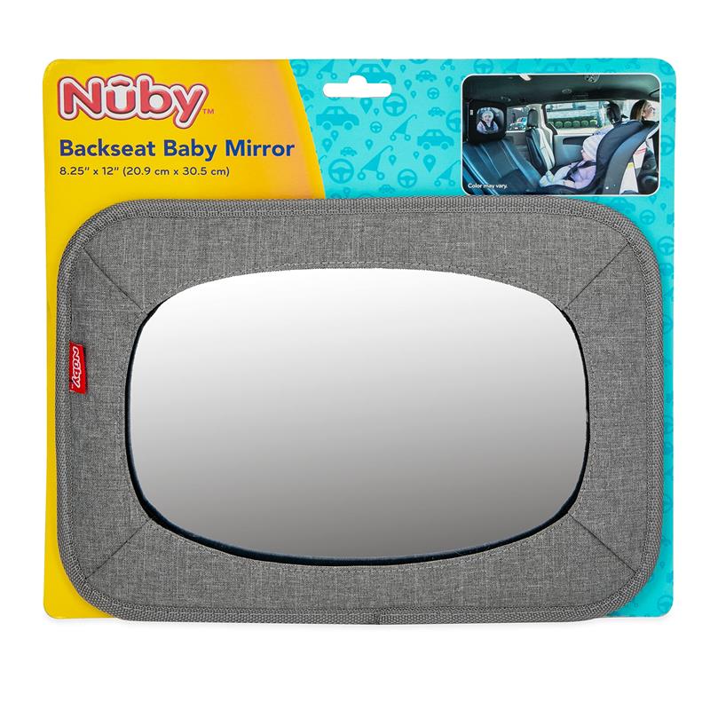 Nuby - Shatterproof Rear Facing Backseat Baby Mirror, Grey - Image 2
