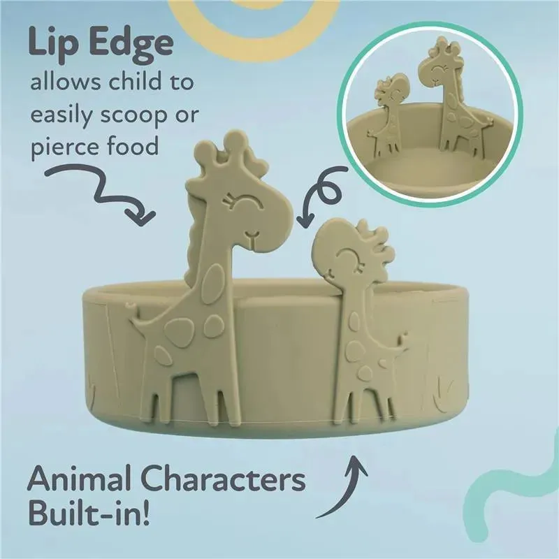 Nuby - Silicone Giraffe Baby Feeding Bowl - Green - Image 3