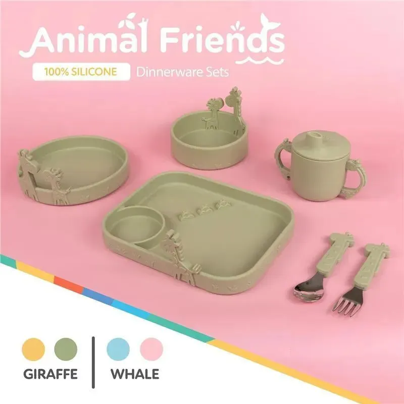 Nuby - Silicone Giraffe Baby Feeding Bowl - Green - Image 4
