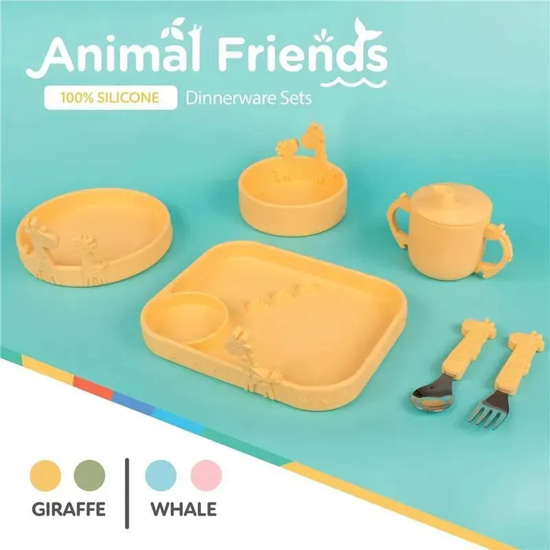 Nuby - Silicone Giraffe Baby Feeding Bowl - Yellow - Image 4