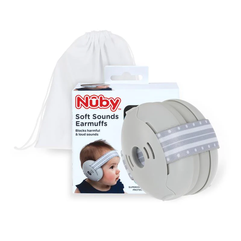 Nuby - Soft Sounds Adjustable Baby Earmuffs for Protection Against Loud Noises