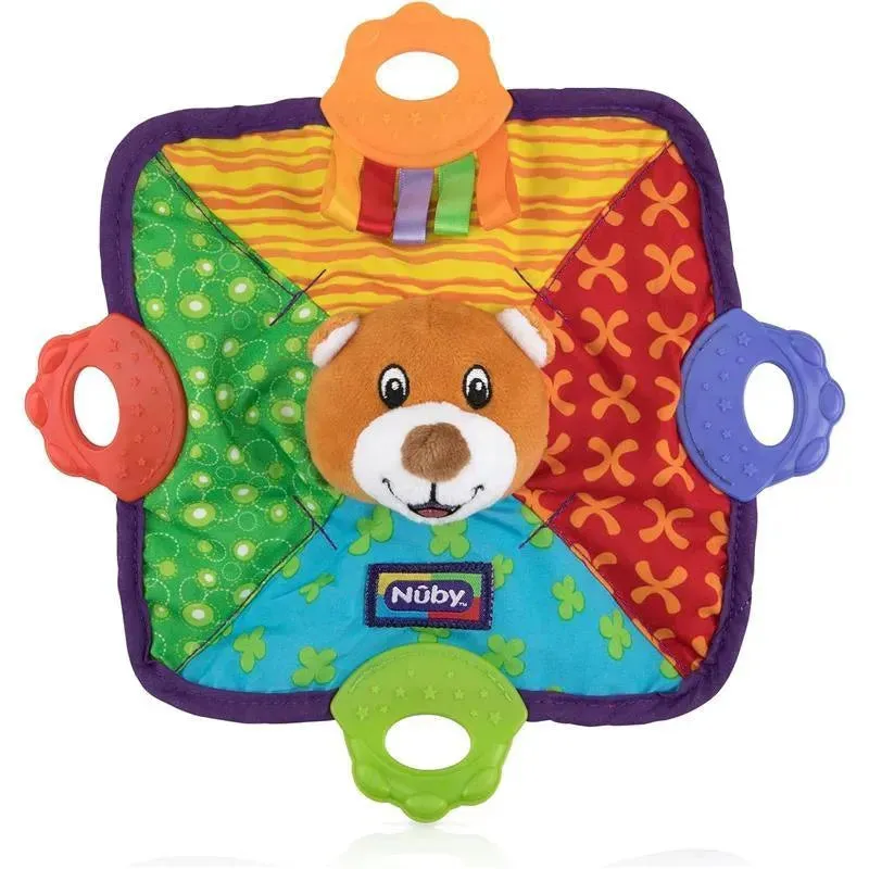 Nuby - Teething Blanket With Silicone Lion and Bear Head - Image 2