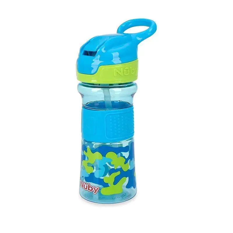 Nuby - Thirsty Kids 12Oz Flip-It Reflex Push Button Soft Spout Cup, Blue