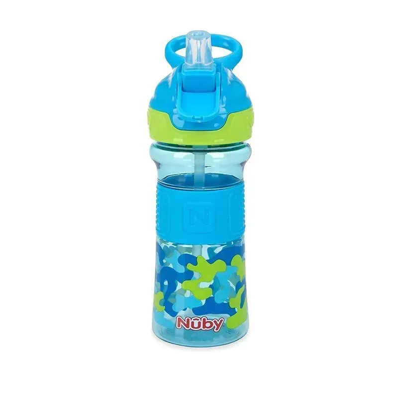 Nuby - Thirsty Kids 12Oz Flip-It Reflex Push Button Soft Spout Cup, Blue - Image 3