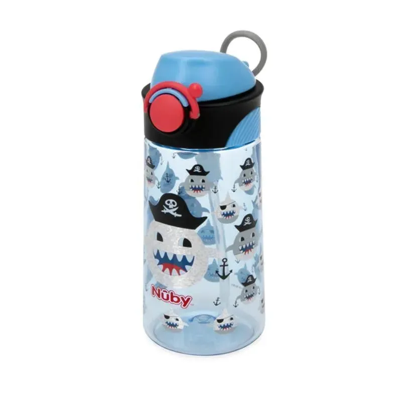 Nuby - Thirsty Kids 15Oz Flip-It Bolt Pirate Sharks Blue