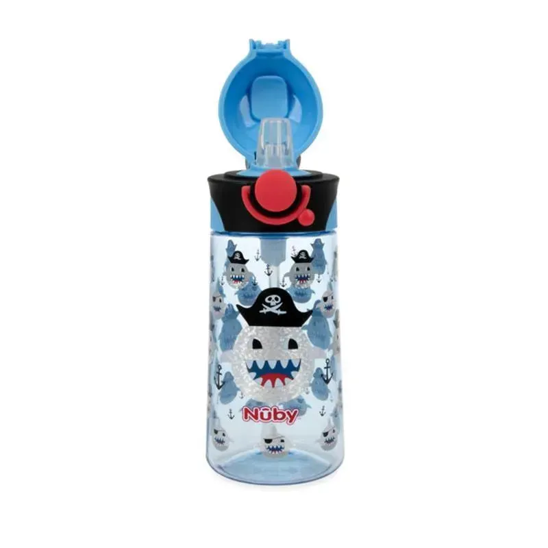Nuby - Thirsty Kids 15Oz Flip-It Bolt Pirate Sharks Blue - Image 2
