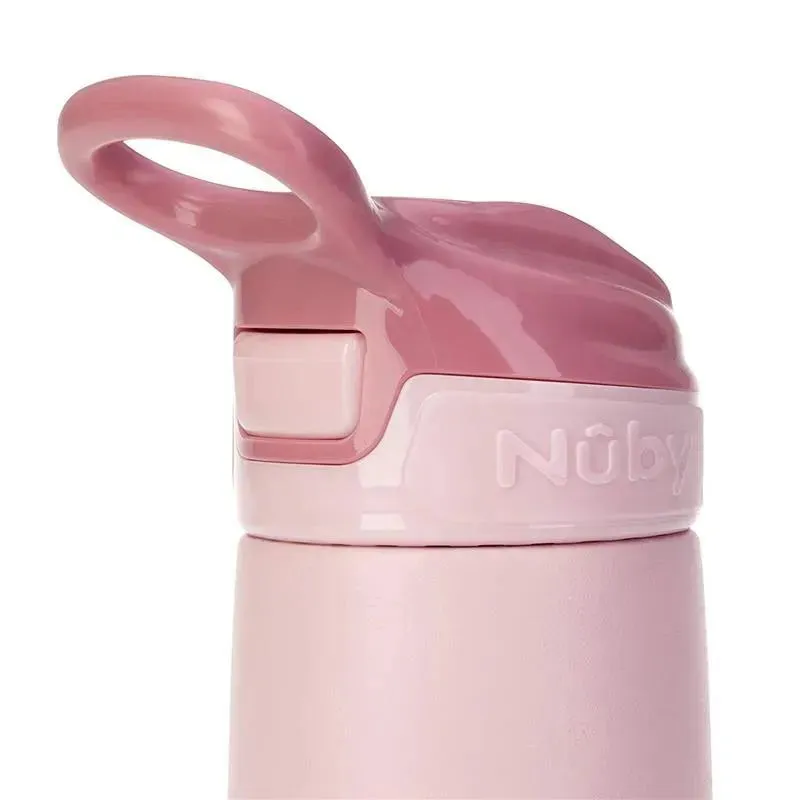 Nuby - Thristy Kids 10 Oz Stainless Steel Flip-It Reflex Cup, Pink - Image 3