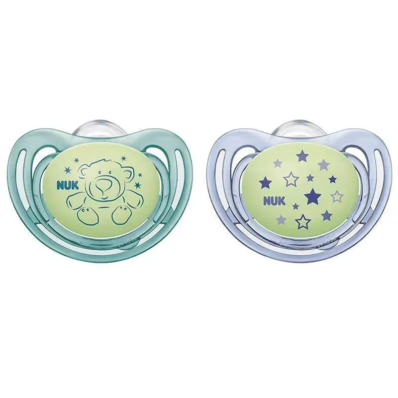 Nuk - 2 Pk Pacifier Airflow Glow In Dark, Boy, Size 2