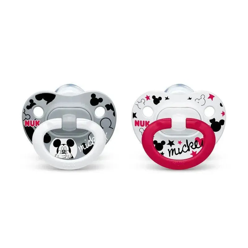 NUK - 2Pk Orthodontic Pacifiers Mickey/Minnie Mouse, 6/18M
