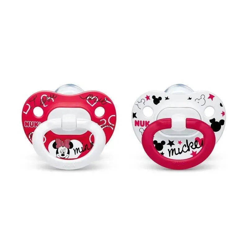 NUK - 2Pk Orthodontic Pacifiers Mickey/Minnie Mouse, 6/18M - Image 2