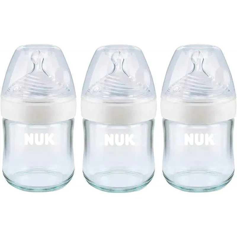 NUK - 3Pk Simply Natural Glass Baby Bottles, 4 Oz