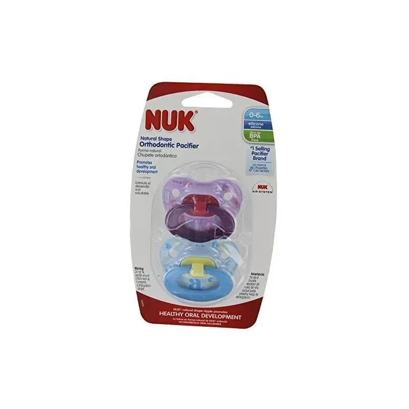 Nuk - Juicy Orthodontic Pacifier 0-6 Months, 2 Ea, Styles and colors May Vary