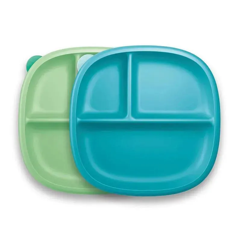 Nuk - Suction Plates and Lid, Assorted Colors, 2 Pack, 6+ Months, Blue and Green - Image 3
