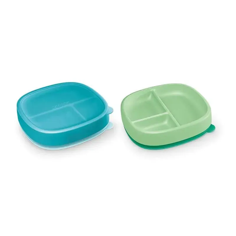 Nuk - Suction Plates and Lid, Assorted Colors, 2 Pack, 6+ Months, Blue and Green - Image 5