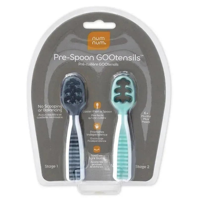 NumNum Dual Stage Pre-Spoon GOOtensils - Glacier Green & Storm Gray - Image 2